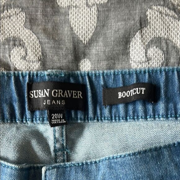 Susan Graver Stretch Denim Classic Boot cut medium wash Women's Jeans 20W - Picture 3 of 6